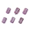 Beibeifu Cristal Amatista Natural Patrón Cuentas Barril Piezas Talladas Agujero Pasante Piezas Pequeñas Accesorios Joyería DIY Mayoreo