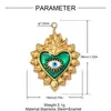 Colgante de Acero Inoxidable con Ojo de Diablo en Forma de Corazón Estilo Europeo y Americano para Mujer, Collar de Trébol de Cuatro Hojas Estrella y Luna, Colgante de Joyería de Acero de Titanio