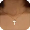 Colar Cruz Minimalista para Mulheres, Design de Nicho de Luxo Leve, Pingente Acessório de Corrente para Clavícula de Alta Qualidade Atacado