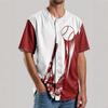 Verano 2025 Amazon Nuevo Casual Moderno Deportivo para Hombre Camiseta de Contraste con Letras Estampado 3D Cuello Redondo Béisbol
