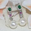 Pendientes de moda de personalidad de lujo Tahití verde pavo real Australia blanco romántico púrpura pendientes vintage perla fábrica mayoreo