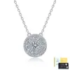 Collar de plata de ley S925 de doble capa con moissanita para mujer, colgante de círculo concéntrico, moderno y versátil, cadena ligera de lujo para la clavícula, venta al por mayor de fábrica
