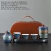 Juego de té de viaje portátil, taza exprés, tetera de kung fu de cerámica para exteriores, juego completo, caja de regalo, regalo de empresa