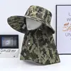 Chapéu de Pesca de Aba Larga Camuflado Masculino para Primavera e Verão, Chapéu com Proteção Facial e de Pescoço para Ciclismo, Máscara Facial, Lenço, Chapéu para Colheita de Chá