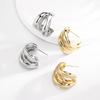 Venta al por mayor de fábrica Moda Pendientes Irregulares de 3 Tubos Aguja de Plata 925 Kzc925E020
