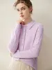 Suéter de Punto Versátil Kangsaixi 100% Cachemira Pura para Mujer, Cardigan de Canalé con Botones de Madera, Suéter de Estilo Francés Suave