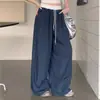 Calças Wide Leg Color Block para Mulheres, Nova Coleção Primavera/Verão Cintura Alta Perna Reta Emagrecedoras Patchwork Petite Casual Caimento Fluido Seda de Gelo Calças Esportivas