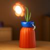 Lámpara de noche con forma de flor, creativa, minimaceta, recargable, para mesa, adorno de noche, para dormitorio, lámpara de ambiente con simulación de florero.