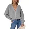 Cárdigan de Punto con Cuello en V para Mujer, Estilo Otoño e Invierno, Transfronterizo Europeo y Americano, Holgado, Hombros Caídos, Sencillo, Casual, Versátil, Estilo Perezoso