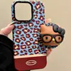 Estampado de Leopardo Azul y Marrón Usando Gafas Gatito Soporte Magnético Adecuado para Teléfono Móvil Magsafe Fuerte Adsorción Escritorio Personas Perezosas