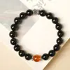 Pulseira de cristal de obsidiana natural para meninas, pulseira redonda vintage, um acessório personalizado e de alta qualidade para presentear amigos