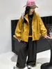 Chaqueta de cuero para niña, nuevo estilo otoño 2026, chaqueta de cuello alto moderna y genial para niños mayores, cárdigan impermeable, top de manga larga