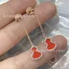 Pendientes de Calabaza Kirin Classic para Mujer Mismo Estilo que Liu Shishi Pendientes Rojos Chinos Fritillaria Blanca Ágata Roja Pendientes Exquisitos