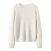 Kangbaolai Suéter Delgado de Seda Cachemira 75% Cachemira 25% Seda de Morera Cuello Redondo Plano Manga Larga Camiseta Básica para Mujer