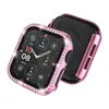 Funda galvanizada de una sola fila con incrustaciones de diamantes para Apple Watch Series 10, funda protectora integrada de un solo diamante