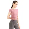 Opções de Impressão de Etiquetas OEM/ODM e Etiquetas de Transferência Térmica Disponíveis para Roupas Profissionais de Yoga Femininas, Camisetas Esportivas Fitness de Manga Curta, Ajustadas e de Secagem Rápida