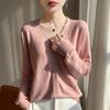 Cárdigan de imitación con cuello en V hueco para mujer, nuevo suéter de moda de primavera, suéter fino, abrigo informal, top de mujer a la moda