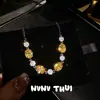 Joyas Huevo de Rosa Amarilla Pulsera de Piedra Preciosa Encaje de Sueño Dorado Pulsera de Pestañas Conjunto de Lujo Ligero de Gama Alta