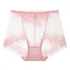Ropa interior nueva para mujer de encaje sexy sin costuras de cintura media-alta talla grande hueca bragas para mujer transpirables y cómodas fabricantes