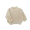 Suéteres Personalizados para Niños - Suéteres de Bebé para Primavera/Otoño Estilo Coreano para Niñas Color Sólido Cuello Redondo Tejidos Elegantes