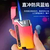 Nuevo Encendedor de Chorro Azul Metálico con Llama, Recargable, Antiviento, Electrónico, Tanque de Gas Visible, Regalo Personalizado de Alta Gama para Novio, Moderno