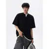 2026 Verano Nuevo Camiseta de Punto Waffle para Hombre Falsa de Dos Piezas Cuello en V Manga Corta Camisa de Pareja Top de Alta Gama de Moda para Hombre