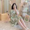 Camisola de seda de algodão feminina primavera e outono verão pijama fino coreano meninas doces celebrantes online explosões ao vivo casa outwear saia