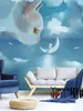 Fondo de pared de TV de gato de dibujos animados papel tapiz habitación infantil dormitorio mesita de noche sofá pared de fondo tela mural 3D tienda de mascotas