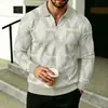 Amazon Wish nueva colección primavera/otoño: Polos con cremallera y manga larga impresos en 3D para hombre, disponibles para pedidos personalizados