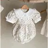 INS Verano Bebé Estilo Occidental Solapa de Encaje Floral Manga Corta Bolsa Ropa para Gorditos Bebé Niña Princesa Ropa para Trepar para Salir