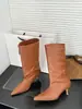 Botas de Mujer de Caña Media con Punta Fina Sencillas Otoño/Invierno 2026 Botas de Mujer de Piel de Ante de Pierna Recta