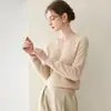 Conjunto de estilo suave~ Suéter de cachemir de una sola pieza con cuello en V, sin costuras, para mujer, holgado y casual para otoño e invierno, capa base de punto