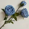Flor Artificial Simulada de Alta Qualidade Rosa Princesa de Três Pontas Casamento Arranjo de Chão Decoração de Casa Flor Falsa Planta Verde Atacado