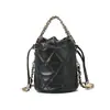 Bolso de Mujer 2026 Nuevo Estilo Bolso de Mano con Patrón de Rombos Bolso de Piel Genuina, Bolso de Hombro Moderno y Sencillo, Bolso Cubo Estilo Coreano Retro para Mujer