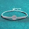Prata esterlina S925 incrustada à mão moissanita pulseira de diamantes em linha de saco redondo pulseira estrelada moda simples para namorada