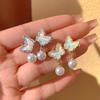 Pendientes de Mariposa Perlados con Degradado Super Hada para Primavera y Verano para Mujer, Estilo Ejecutivo de Gama Alta, Pendientes Versátiles, Pendientes Dulces de Nicho