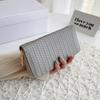 Cartera nueva y sencilla para mujer, de longitud media, con cremallera, de moda, de comercio exterior, de cuero PU, tejida, monedero