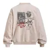 Moletom Crewneck com Estampa de Letras de Personagem Criativo Masculino Primavera e Outono Solto Vintage Tie-dye Tendência Top Esportivo
