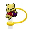 Gorra de Paja de Dibujos Animados Winnie the Pooh Transfronteriza Taza de Agua Creativa Cubierta de Popote de Silicona Tapón de Popote a Prueba de Polvo Venta al por Mayor en Stock