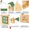 Comedero de madera para pájaros para exteriores parque patio comedero para pájaros gorriones madera maciza nido para pájaros jaula para pájaros comedero para pájaros