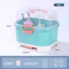 Caja organizadora de vajilla para biberones de bebé con drenaje y tapa, caja organizadora a prueba de polvo para cuenco y palillos de bebé, herramientas para alimentos complementarios, tamaño grande
