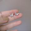 Pendientes tridimensionales elegantes con forma de mariposa y aguja de plata 925 para niña, con diseño de hada, pequeños y exquisitos.