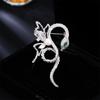 Broche de borboleta de cobra de espírito de pérola de água doce feminino zircão luz luxo terno casaco pino moda ano da cobra corsage acessórios
