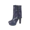 2026 Novas Botas de Cano Curto Redondas Estilo Francês e Europeu 40-50 Impermeáveis com Solado Grosso Meio da Panturrilha Botas de Couro Modernas