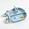 Plato para bebé, charola para comida de bebé, plato dividido de silicona tipo ventosa para autoalimentación, vajilla infantil, plato anticaídas