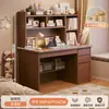 Mesa integrada con escritorio y estantería para uso doméstico, escritorio de estudio y escritura para estudiantes, escritorio de oficina de pared para dormitorio de apartamento pequeño, mesa de computadora