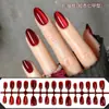 Unhas Postiças Vermelhas Formato Amêndoa Olho de Gato para Comércio Exterior, Unhas Postiças Cor Ancola, Novos Adesivos de Unha Cor Cereja
