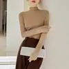 Nuevo Top Base de Punto de Cuello Alto con Volantes Otoño/Invierno para Mujer Elegante Ropa Interior con Mascarilla de Aceite de Coco Top Ajustado de Manga Larga
