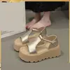 Sandalias de Plataforma con Suela Gruesa para Mujer, Nuevo Estilo Verano 2026, de Alta Gama y Hermosas, Correa de Velcro, que Aumentan la Altura, Sandalias de Moda, Versátiles