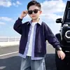 2376 Conjunto de Duas Peças de Camisa para Meninos Primavera e Outono, Novo Estilo 2026, Jeans de Pernas Curvas para Crianças, Conjunto de Duas Peças para Crianças Maiores